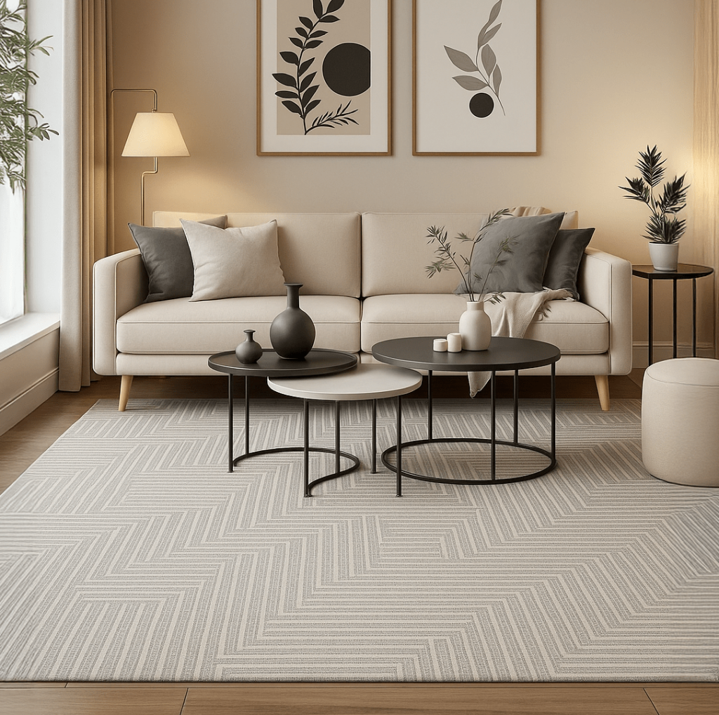 decoración para la sala con alfombras